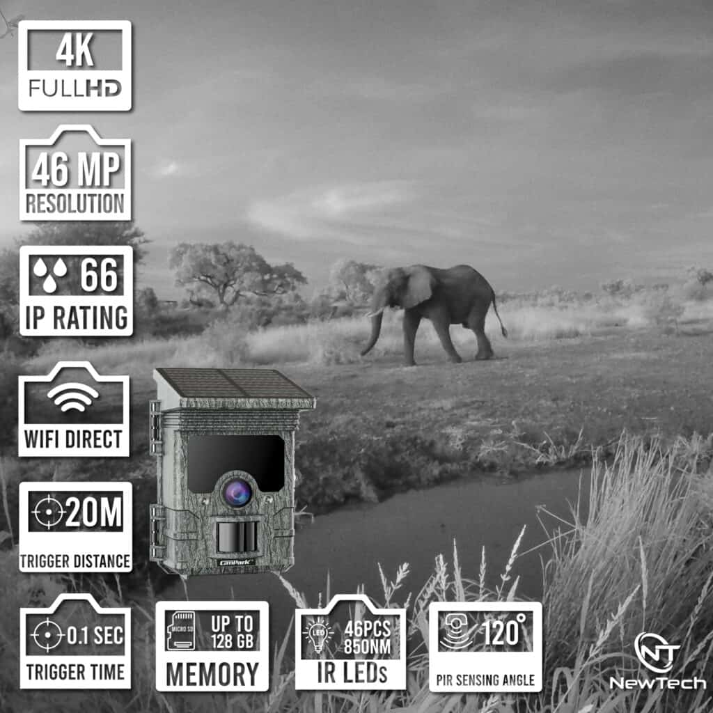 46MP Solar Powered Wifi and Bluetooth Trail Camera - NewTech Innovations SA